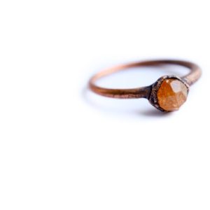 Raw garnet ring | Orange Garnet ring | Electroformed Garnet ring | Raw Gemstone ring | Spessartine Garnet | Raw mineral ring | Natural genuine Garnet rings, simple unique handcrafted gemstone rings. #rings #jewelry #shopping #gift #handmade #fashion #style #affiliate #ad