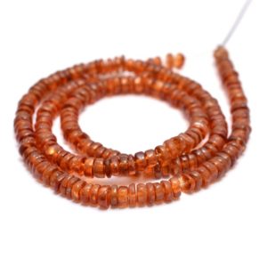 Shop Garnet Rondelle Beads! AAA+ Hessonite Garnet Gemstone 4mm-5mm Smooth Heishi Rondelle Beads | 16inch Strand | Natural Hessonite Semi Precious Gemstone Spacer Beads | Natural genuine rondelle Garnet beads for beading and jewelry making.  #jewelry #beads #beadedjewelry #diyjewelry #jewelrymaking #beadstore #beading #affiliate #ad