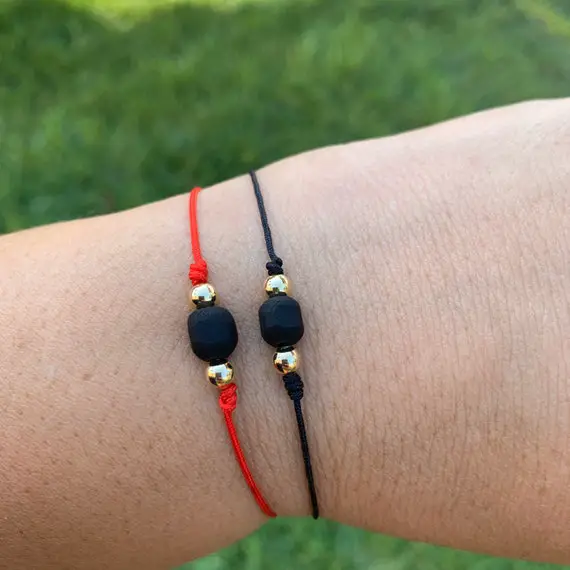 Genuine Azabache - Red String -black String - Adjustable Bracelet-adultprotection- Jet Stone - Adult/baby Protection -sold Individually.