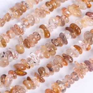 Shop Rutilated Quartz Chip & Nugget Beads! Genuine Natural Bronze Rutilated Quartz Loose Beads Grade AA Pebble Chips Shape 4-10mm | Natural genuine chip Rutilated Quartz beads for beading and jewelry making.  #jewelry #beads #beadedjewelry #diyjewelry #jewelrymaking #beadstore #beading #affiliate #ad