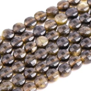 Shop Golden Obsidian Beads! Genuine Natural Golden Obsidian Loose Beads Faceted Flat Round Button Shape 4x2mm | Natural genuine faceted Golden Obsidian beads for beading and jewelry making.  #jewelry #beads #beadedjewelry #diyjewelry #jewelrymaking #beadstore #beading #affiliate #ad