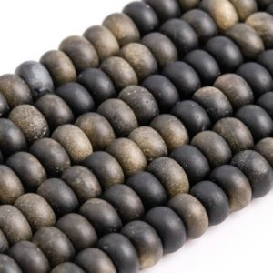 Shop Obsidian Rondelle Beads! Genuine Natural Matte Golden Obsidian Loose Beads Rondelle Shape 6x4mm 8x5mm | Natural genuine rondelle Obsidian beads for beading and jewelry making.  #jewelry #beads #beadedjewelry #diyjewelry #jewelrymaking #beadstore #beading #affiliate #ad