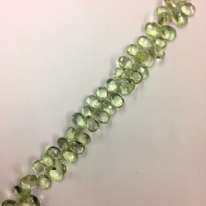 Shop Green Amethyst Beads! Natural Faceted 9" Strand Green Amethyst Almond Beads 9mm Gemstone Beads | Natural genuine faceted Green Amethyst beads for beading and jewelry making.  #jewelry #beads #beadedjewelry #diyjewelry #jewelrymaking #beadstore #beading #affiliate #ad