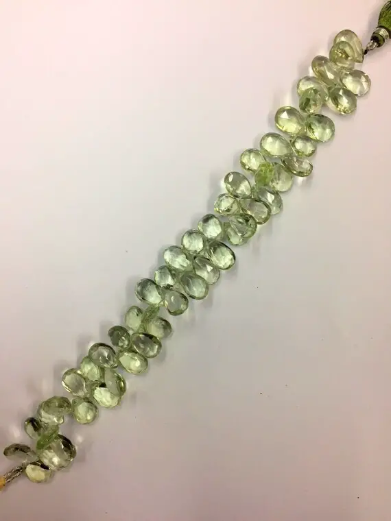 Natural Faceted 9" Strand Green Amethyst Almond Beads 9mm Gemstone Beads