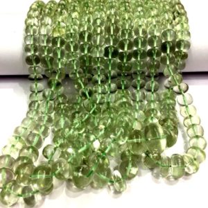 Shop Green Amethyst Beads! Natural Green Amethyst Smooth Rondelle Gemstone Beads Beautiful Green Luster Amethyst Polished Rondelle Beads Jewelry Making Beads. | Natural genuine rondelle Green Amethyst beads for beading and jewelry making.  #jewelry #beads #beadedjewelry #diyjewelry #jewelrymaking #beadstore #beading #affiliate #ad