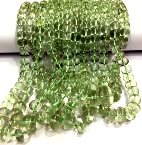 Natural Green Amethyst Smooth Rondelle Gemstone Beads Beautiful Green Luster Amethyst Polished Rondelle Beads Jewelry Making Beads.