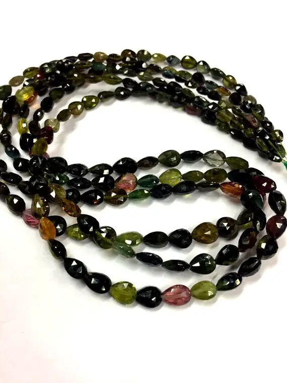 Natural Green Tourmaline Faceted Pear Shape Beads Tourmaline Gemstone Green Tourmaline Pear 17" Strand Green Tourmaline Beads Top Quality