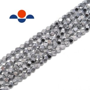 Shop Hematite Beads! Silver Plated Hematite Star Cut Nugget Beads 4mm 15.5" Strand | Natural genuine beads Hematite beads for beading and jewelry making.  #jewelry #beads #beadedjewelry #diyjewelry #jewelrymaking #beadstore #beading #affiliate #ad