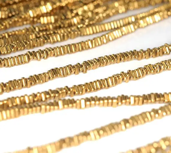 3x1mm Gold Hematite Gemstone Heishi Triangle Slice 3x1mm Loose Beads 16 Inch Full Strand Lot 1,2,6,12 And 50 (90185571-837)
