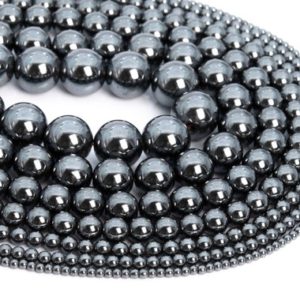 Shop Hematite Beads! Genuine Natural Black Hematite Loose Beads Round Shape 6mm 8mm 10mm | Natural genuine beads Hematite beads for beading and jewelry making.  #jewelry #beads #beadedjewelry #diyjewelry #jewelrymaking #beadstore #beading #affiliate #ad