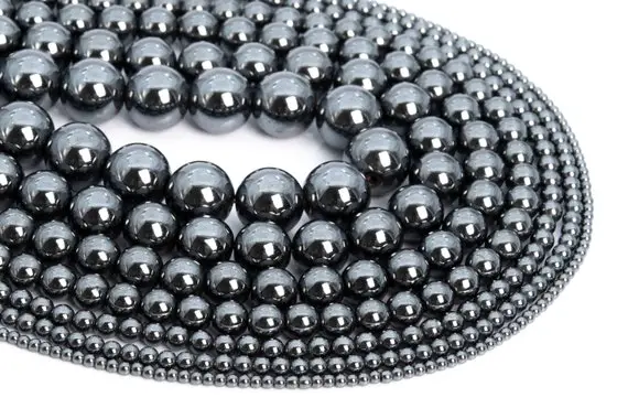 Genuine Natural Black Hematite Loose Beads Round Shape 6mm 8mm 10mm
