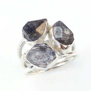 Herkimer Diamond Ring, Natural Herkimer Diamond Ring, Raw Diamond Ring, Raw Crystal Ring, 925 Sterling Silver Herkimer Diamond Ring-U288- | Natural genuine Gemstone rings, simple unique handcrafted gemstone rings. #rings #jewelry #shopping #gift #handmade #fashion #style #affiliate #ad