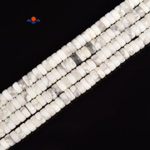 Shop Howlite Bead Shapes! Natural White Howlite Heishi Disc Beads Size 2x4mm 15.5'' Strand | Natural genuine other-shape Howlite beads for beading and jewelry making.  #jewelry #beads #beadedjewelry #diyjewelry #jewelrymaking #beadstore #beading #affiliate #ad