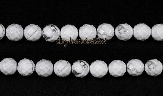Natural White Howlite Faceted(64 Faces) Round Beads,howlite,6mm 8mm 10mm 12mm For Choice,15" Full Strand