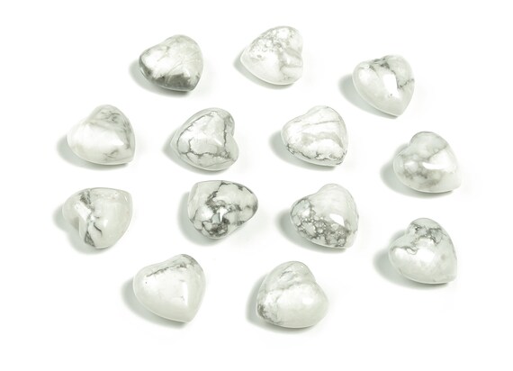 Howlite Heart Gemstone - Heart Shaped Stones - Howlite Crystal Heart Gemstone - Puffy Heart - Howlite Heart For Jewelry – 15x15x9mm – He1014