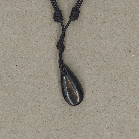 Golden Sheen Obsidian Pendant Adjustable Leather Necklace Handmade By Chris Hay Golden Sheen Obsidian Pendant Adjustable Leather Necklace Handmade By Chris Hay