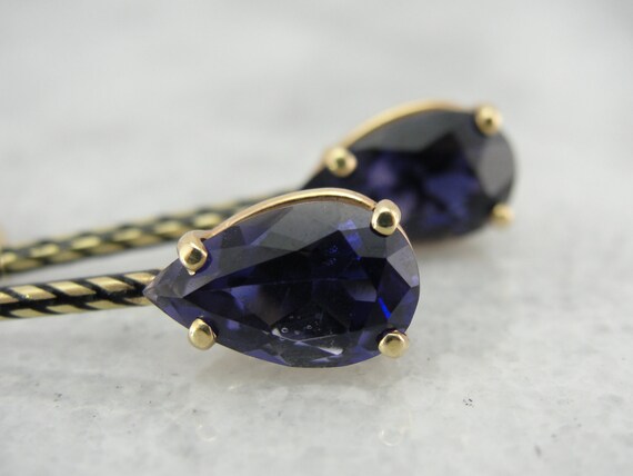 Iolite And Victorian Drops, Gorgeous Antique Gold Earrings Pvat5m-n