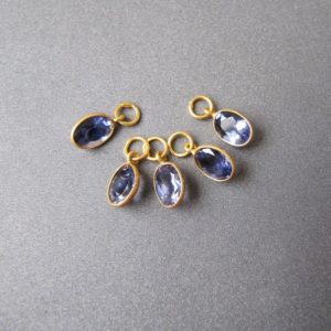 Shop Iolite Earrings! Iolite Gold Vermeil Charm • 6×4 / 7×5 mm • 4mm Ring / 3mm Hole • Detachable Interchangeable Dangle Drop for Hoop Earrings • Natural gemstone | Natural genuine Iolite earrings. Buy crystal jewelry, handmade handcrafted artisan jewelry for women.  Unique handmade gift ideas. #jewelry #beadedearrings #beadedjewelry #gift #shopping #handmadejewelry #fashion #style #product #earrings #affiliate #ad