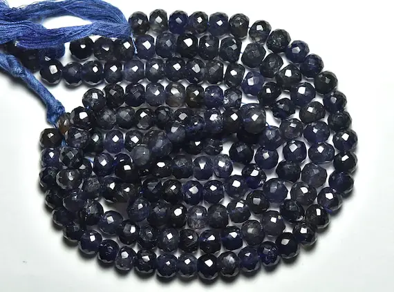 13 Inches Strand Natural Iolite Rondelle Beads 8mm To 9mm Faceted Big Rondelle Gemstone Beads Jewelry Superb Iolite Beads Strand No5338