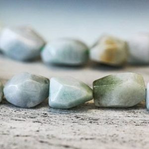 Shop Jade Chip & Nugget Beads! L/ Burma Jade 15x20mm Faceted Nugget Beads 16" Strand Natural Pale Green Real Jade Faceted Cut Nugget For Art Works For All Jewelry Making | Natural genuine chip Jade beads for beading and jewelry making.  #jewelry #beads #beadedjewelry #diyjewelry #jewelrymaking #beadstore #beading #affiliate #ad