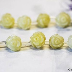 Shop Jade Earrings! M/ Yellow Jade 12mm/ 10mm Carved Flower Beads 15.5 inches long,  Natural Yellow Carved 3-D Flower, For Earring,And Jewelry Use | Natural genuine Jade earrings. Buy crystal jewelry, handmade handcrafted artisan jewelry for women.  Unique handmade gift ideas. #jewelry #beadedearrings #beadedjewelry #gift #shopping #handmadejewelry #fashion #style #product #earrings #affiliate #ad