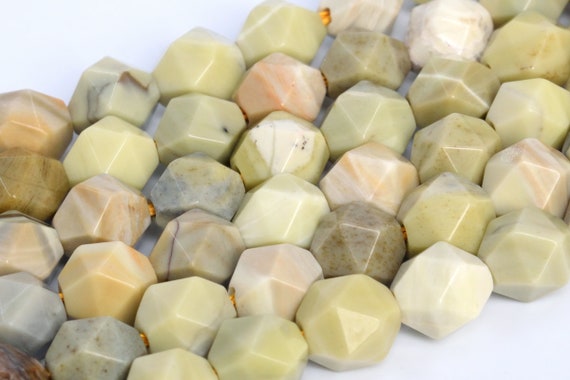 Genuine Natural Butter Jade Loose Beads Star Cut Faceted Shape 5-6mm 7-8mm
