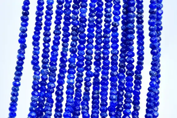 Natural Royal Blue Jade Loose Beads Faceted Rondelle Shape 4x2mm