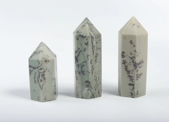 Dentritic Jade Obelisk Tower Stone – Point Obelisk – Natural Dentritic Jade Gemstone Crystal –  Home Decor – Tw1025