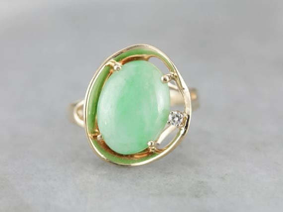 Modernist Jadeite Cocktail Ring, Jade Statement Ring, Vintage Jade Ring 0afr5t-r