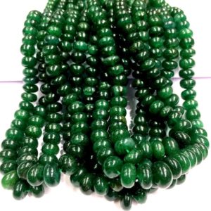Shop Green Jade Beads! AAA QUALITY~~Natural Nephrite Green Jade Beads Smooth Green Jade Rondelle Beads Nephrite Jade Green Gemstone Beads Dark Green Color Beads. | Natural genuine beads Jade beads for beading and jewelry making.  #jewelry #beads #beadedjewelry #diyjewelry #jewelrymaking #beadstore #beading #affiliate #ad