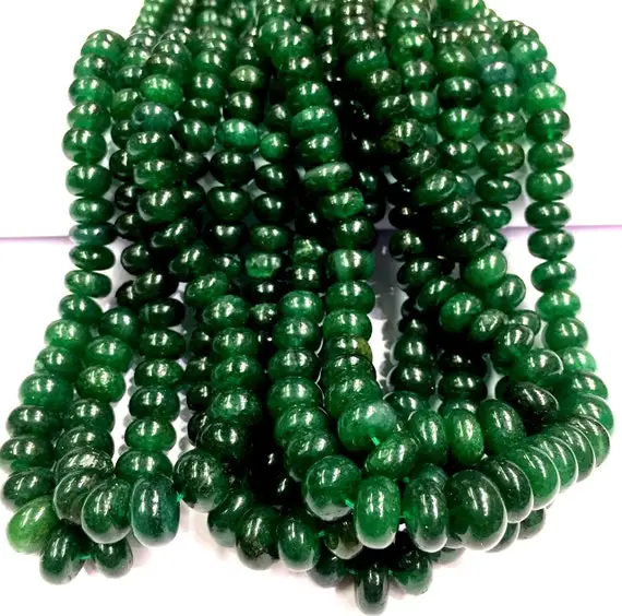 Aaa Quality~~natural Nephrite Green Jade Beads Smooth Green Jade Rondelle Beads Nephrite Jade Green Gemstone Beads Dark Green Color Beads.
