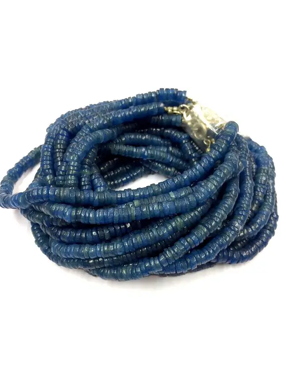 Natural Smooth Blue Jade Tyre Shape Beads 5.5mm Wheel Shape Gemstone Beads 18" Strand