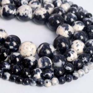 Shop Jade Round Beads! Black & White Rain Flower Jade Loose Beads Round Shape 6mm 10mm | Natural genuine round Jade beads for beading and jewelry making.  #jewelry #beads #beadedjewelry #diyjewelry #jewelrymaking #beadstore #beading #affiliate #ad