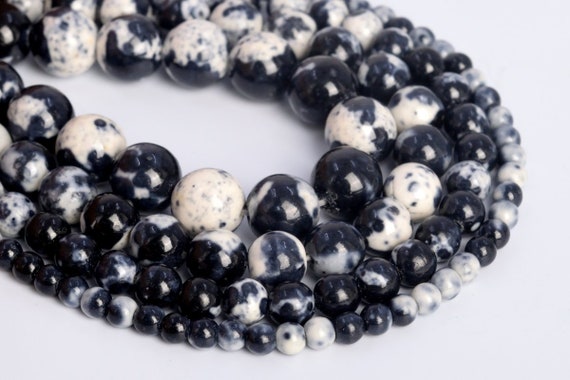 Black & White Rain Flower Jade Loose Beads Round Shape 6mm 10mm