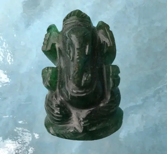 Green Jade Lord Ganesha Statue, Handcrafted Gemstone Ganesh Sculpture ,ganesha Idol