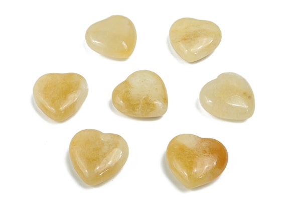 Yellow Jade Heart Gemstone – Heart Crystal - Healing Stones – Carving Heart - Natural Stones - 2.5cm - He1118