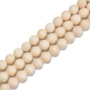 Shop Jasper Faceted Beads! Natural Ivory Jasper Faceted Round Beads Size 6mm 8mm 10mm 15.5'' Strand | Natural genuine faceted Jasper beads for beading and jewelry making.  #jewelry #beads #beadedjewelry #diyjewelry #jewelrymaking #beadstore #beading #affiliate #ad