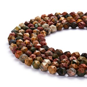 Shop Jasper Beads! Red Creek Jasper Faceted Star Cut Beads 8mm 15.5" Strand | Natural genuine beads Jasper beads for beading and jewelry making.  #jewelry #beads #beadedjewelry #diyjewelry #jewelrymaking #beadstore #beading #affiliate #ad