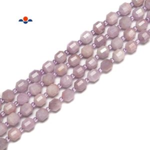 Shop Kunzite Beads! Natural Kunzite Prism Cut Double Point Faceted Round Beads 8mm 10mm 15.5''Strand | Natural genuine beads Kunzite beads for beading and jewelry making.  #jewelry #beads #beadedjewelry #diyjewelry #jewelrymaking #beadstore #beading #affiliate #ad