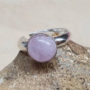 Shop Kunzite Rings! Pink Kunzite ring. 925 sterling silver rings for women. Reiki jewelry uk. Adjustable ring | Natural genuine Kunzite rings, simple unique handcrafted gemstone rings. #rings #jewelry #shopping #gift #handmade #fashion #style #affiliate #ad