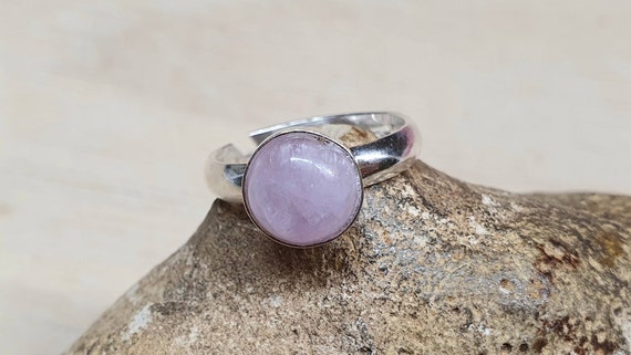 Pink Kunzite Ring. 925 Sterling Silver Rings For Women. Reiki Jewelry Uk. Adjustable Ring