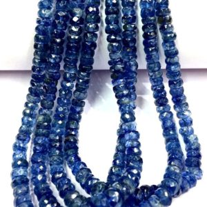 Shop Kyanite Faceted Beads! AAA QUALITY~~Natural Kyanite Faceted Rondelle Beads Great Luster Kyanite Gemstone Beads Real Kyanite Strand Beads Kyanite Blue Beads. | Natural genuine faceted Kyanite beads for beading and jewelry making.  #jewelry #beads #beadedjewelry #diyjewelry #jewelrymaking #beadstore #beading #affiliate #ad