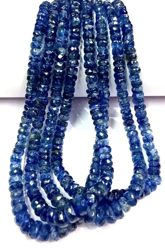 Aaa Quality~~natural Kyanite Faceted Rondelle Beads Great Luster Kyanite Gemstone Beads Real Kyanite Strand Beads Kyanite Blue Beads.