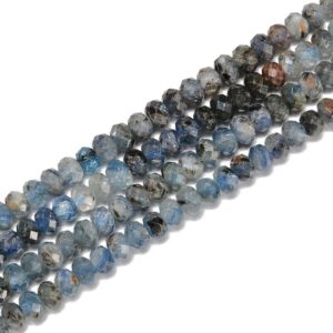 Shop Kyanite Faceted Beads! Gradient Natural Kyanite Faceted Rondelle Beads Size 4x6mm 15.5'' Strand | Natural genuine faceted Kyanite beads for beading and jewelry making.  #jewelry #beads #beadedjewelry #diyjewelry #jewelrymaking #beadstore #beading #affiliate #ad