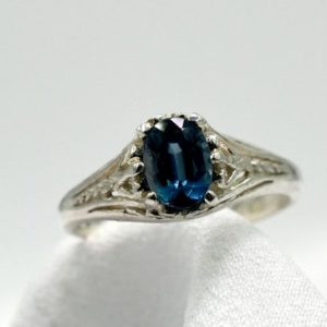 Shop Kyanite Rings! Kyanite Chromium Ring, Deco Inspired Ring, Genuine Gemstone Oval 7x5mm 1+ carat, Set in 925 Sterling Silver Deco Inspired Solitaire  Ring | Natural genuine Kyanite rings, simple unique handcrafted gemstone rings. #rings #jewelry #shopping #gift #handmade #fashion #style #affiliate #ad
