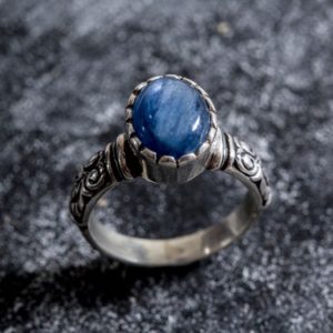 Shop Kyanite Jewelry! Kyanite Ring, Natural Kyanite, Boho Ring, Vintage Ring, Tribal Ring, Blue Artistic Ring, Birthstone Ring, Solid Silver Ring, Kyanite | Natural genuine Kyanite jewelry. Buy crystal jewelry, handmade handcrafted artisan jewelry for women.  Unique handmade gift ideas. #jewelry #beadedjewelry #beadedjewelry #gift #shopping #handmadejewelry #fashion #style #product #jewelry #affiliate #ad