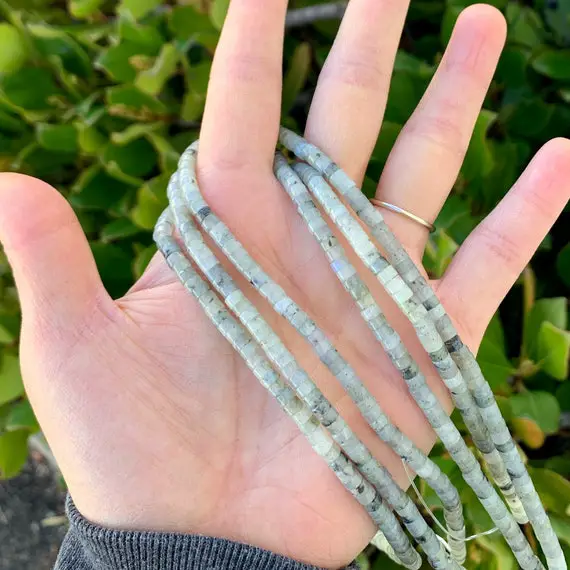 1 Strand/15" Natural Labradorite Healing Gemstone 4x2mm Small Heishi Tube Rondelle Beads For Bracelet Necklace Earrings Charm Jewelry Making