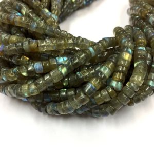 Shop Labradorite Rondelle Beads! 10 Strand Natural Smooth Labradorite Plain Tyre Shape Beads 5.5mm Gemstone Beads 13" Strand Top Quality | Natural genuine rondelle Labradorite beads for beading and jewelry making.  #jewelry #beads #beadedjewelry #diyjewelry #jewelrymaking #beadstore #beading #affiliate #ad