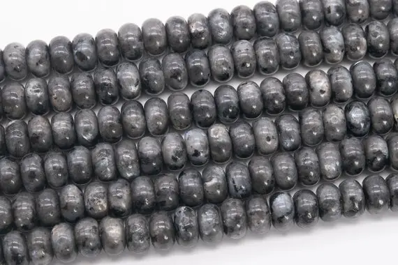 Genuine Natural Black Labradorite Larvikite Loose Beads Rondelle Shape 10x4mm