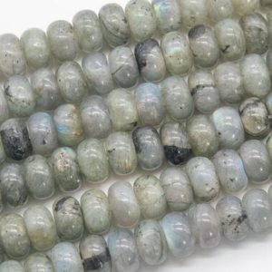 Shop Labradorite Rondelle Beads! Genuine Natural Gray Labradorite Loose Beads Rondelle Shape 10x6MM | Natural genuine rondelle Labradorite beads for beading and jewelry making.  #jewelry #beads #beadedjewelry #diyjewelry #jewelrymaking #beadstore #beading #affiliate #ad